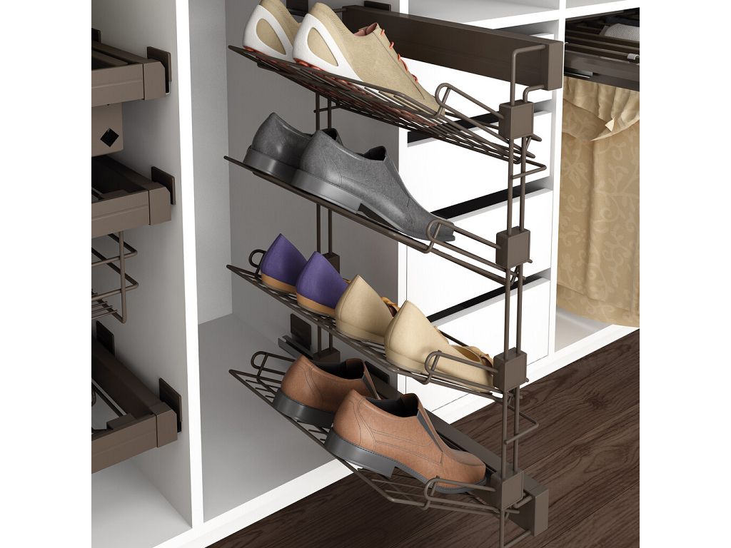 Porta Scarpe Laterale Estraibile mm.460x750x320 Acciaio Verniciato Moka RAL8019 Destra   Emuca - immagine 6